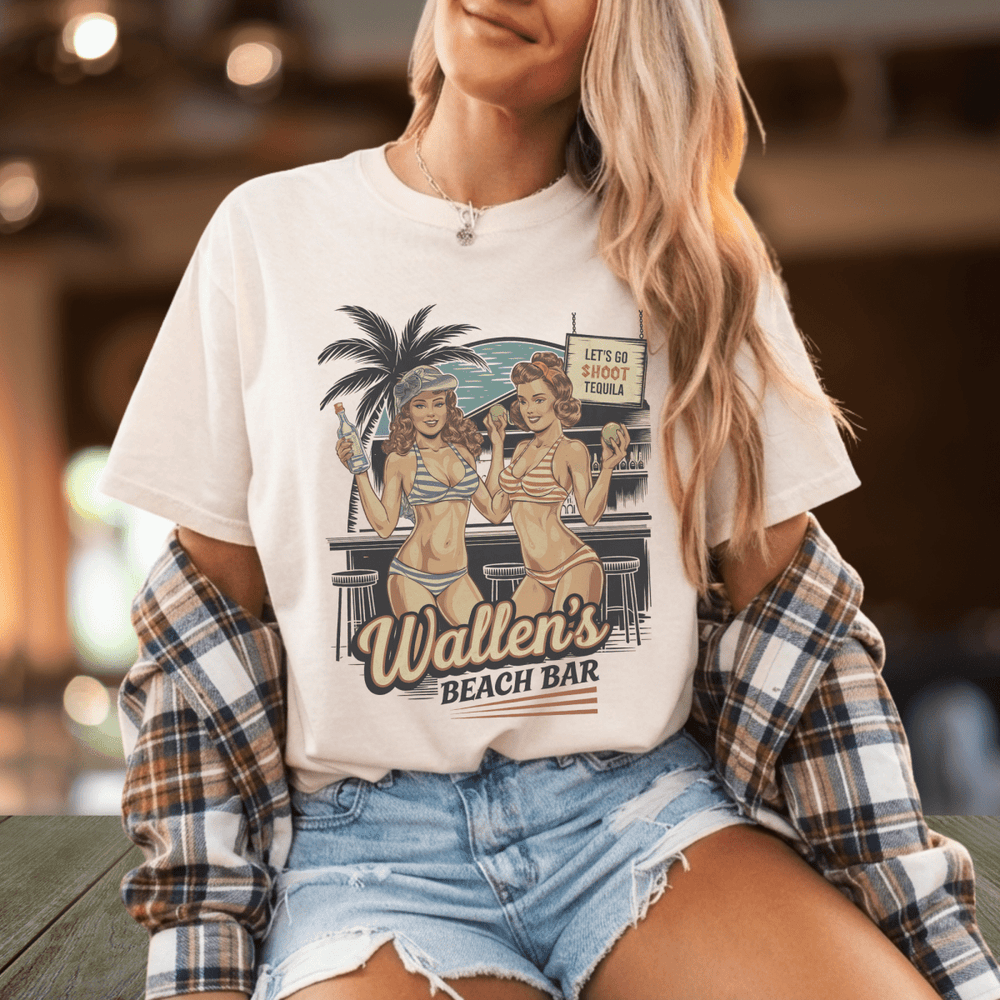 Wallen's Beach Bar Vintage Graphic Tee - Sunlit Funlit | Graphic Tees for Country Concert Addicts
