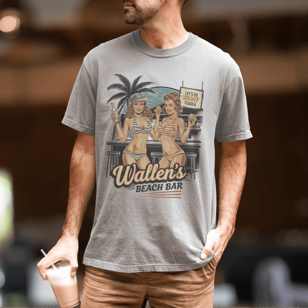 Wallen's Beach Bar Vintage Graphic Tee for Men - Sunlit Funlit | Graphic Tees for Country Concert Addicts