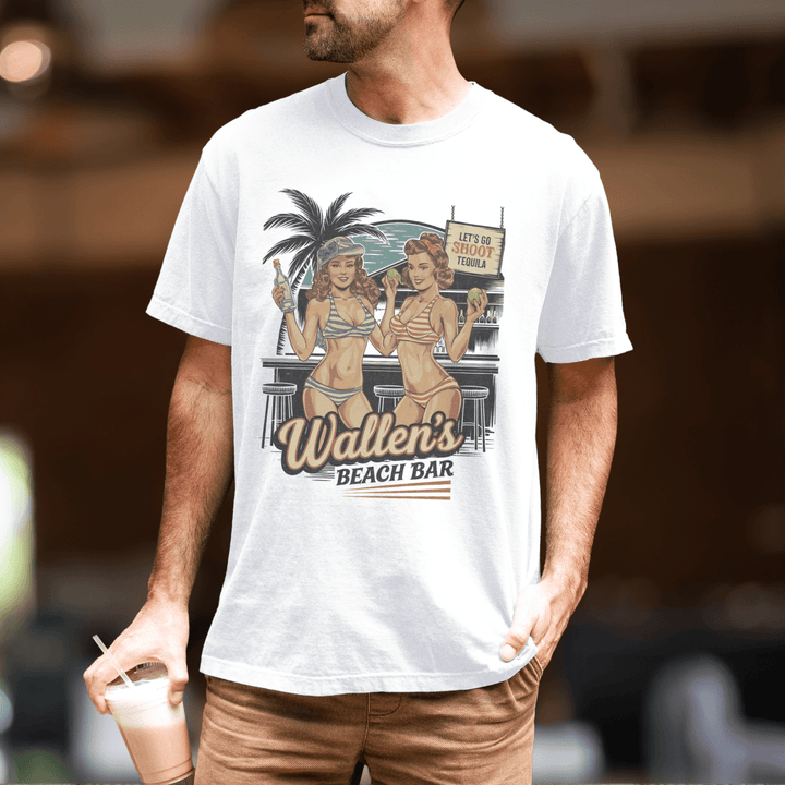 Wallen's Beach Bar Vintage Graphic Tee for Men - Sunlit Funlit | Graphic Tees for Country Concert Addicts