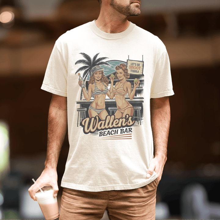 Wallen's Beach Bar Vintage Graphic Tee for Men - Sunlit Funlit | Graphic Tees for Country Concert Addicts