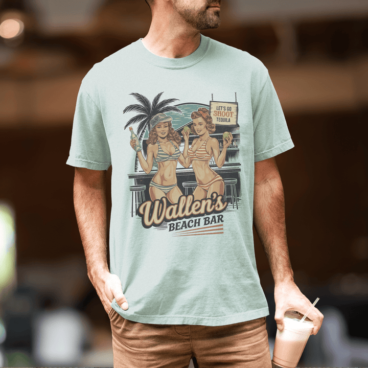 Wallen's Beach Bar Vintage Graphic Tee for Men - Sunlit Funlit | Graphic Tees for Country Concert Addicts