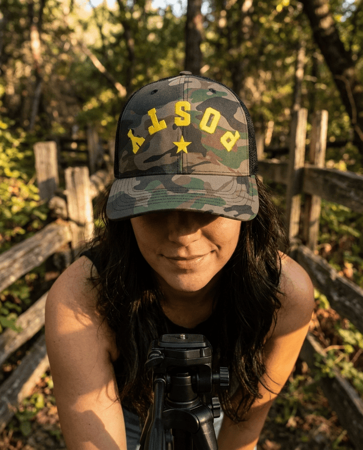 Western Star Posty Camo Trucker Hat - Sunlit Funlit | Graphic Tees for Country Concert Addicts