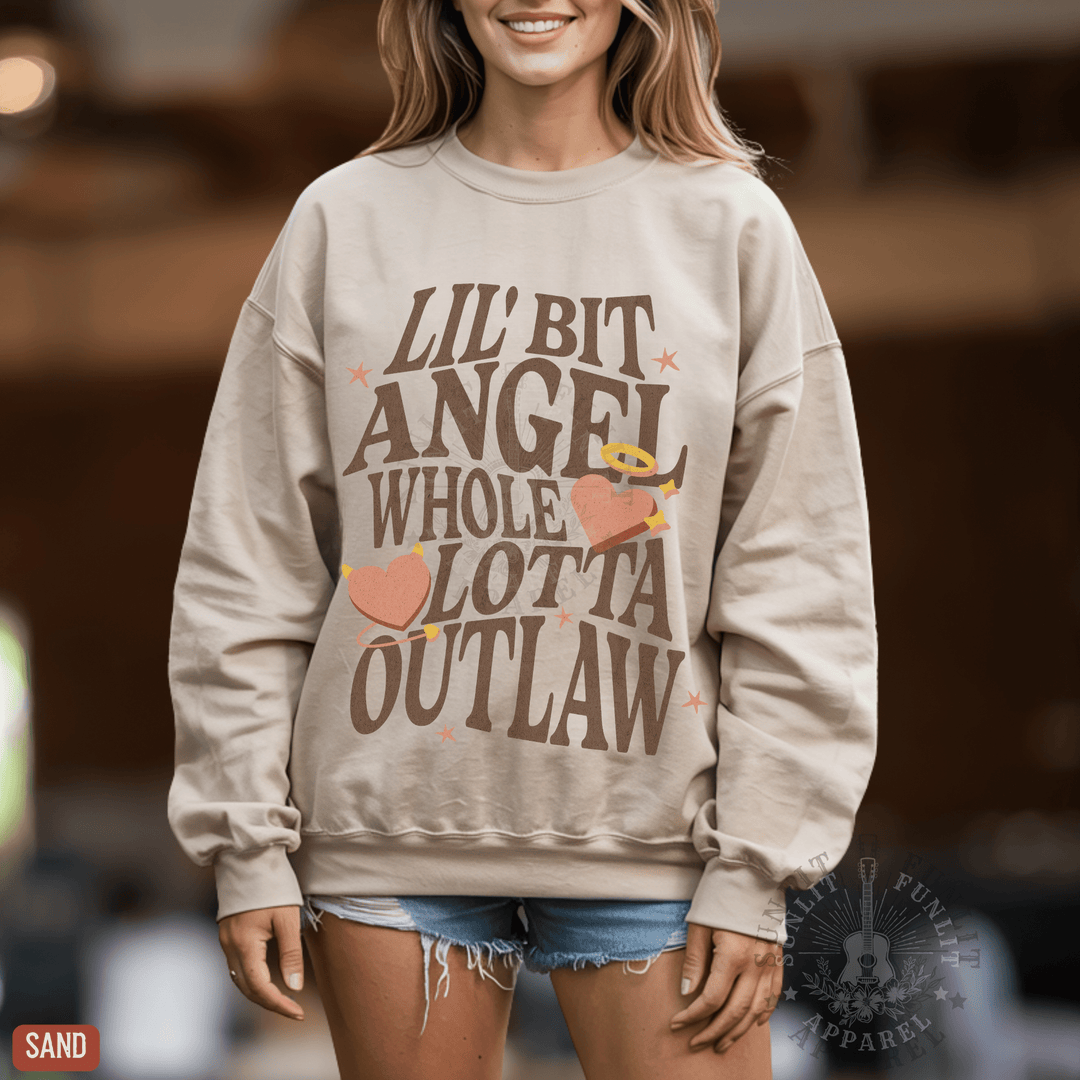 Whole Lotta Outlaw Country Concert Sweatshirt - Sunlit Funlit | Graphic Tees for Country Concert Addicts