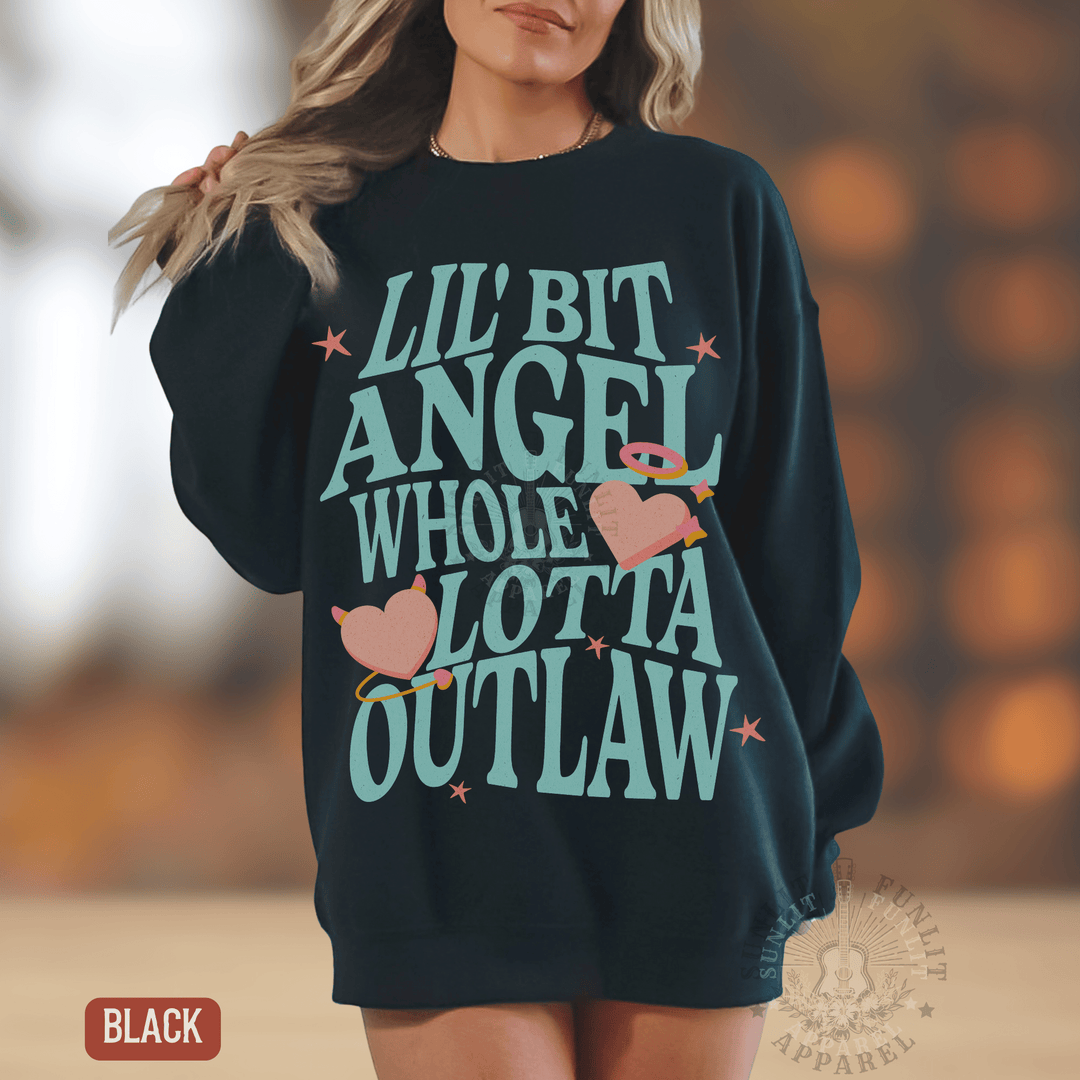 Whole Lotta Outlaw Country Concert Sweatshirt - Sunlit Funlit | Graphic Tees for Country Concert Addicts