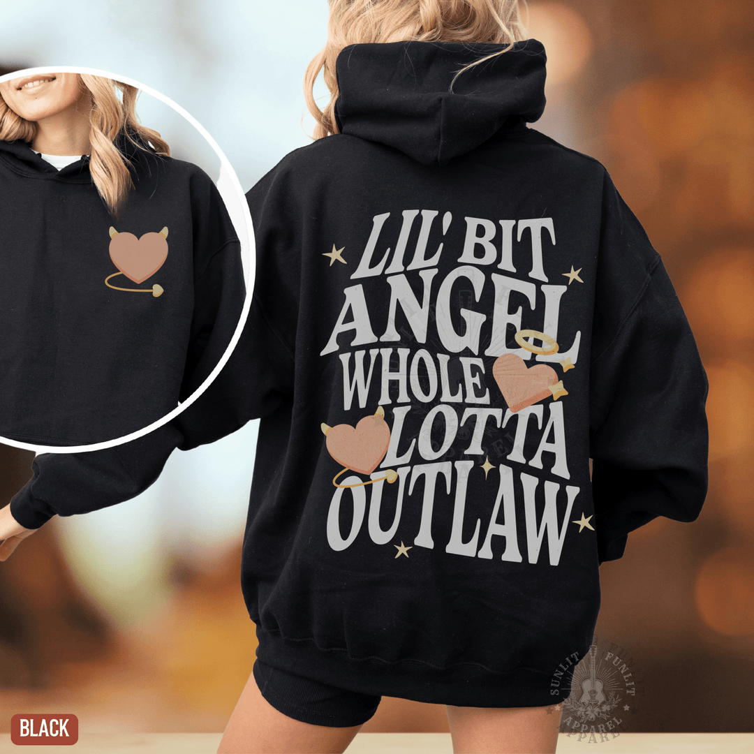 Whole Lotta Outlaw Country Fan Hoodie - Sunlit Funlit | Graphic Tees for Country Concert Addicts