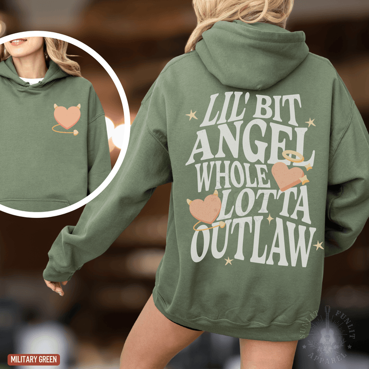 Whole Lotta Outlaw Country Fan Hoodie - Sunlit Funlit | Graphic Tees for Country Concert Addicts