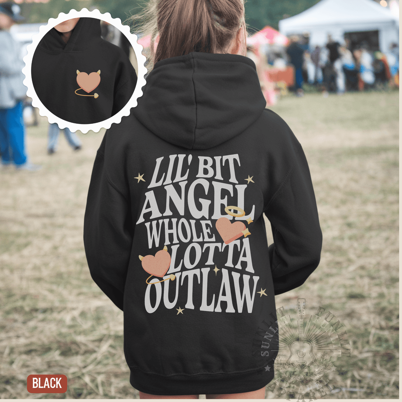 Whole Lotta Outlaw Country Fan Youth Hoodie - Sunlit Funlit | Graphic Tees for Country Concert Addicts