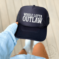 Thumbnail for Whole Lotta Outlaw Country Trucker Hat - Sunlit Funlit | Graphic Tees for Country Concert Addicts