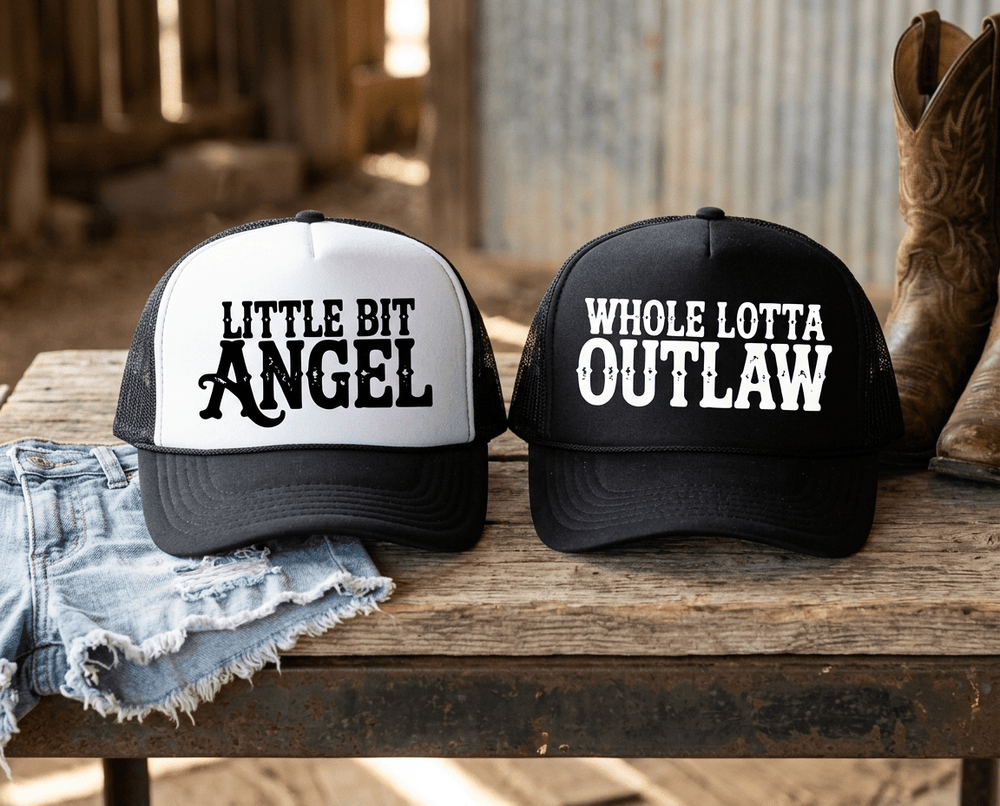 Whole Lotta Outlaw Country Trucker Hat - Sunlit Funlit Country Concert Tees