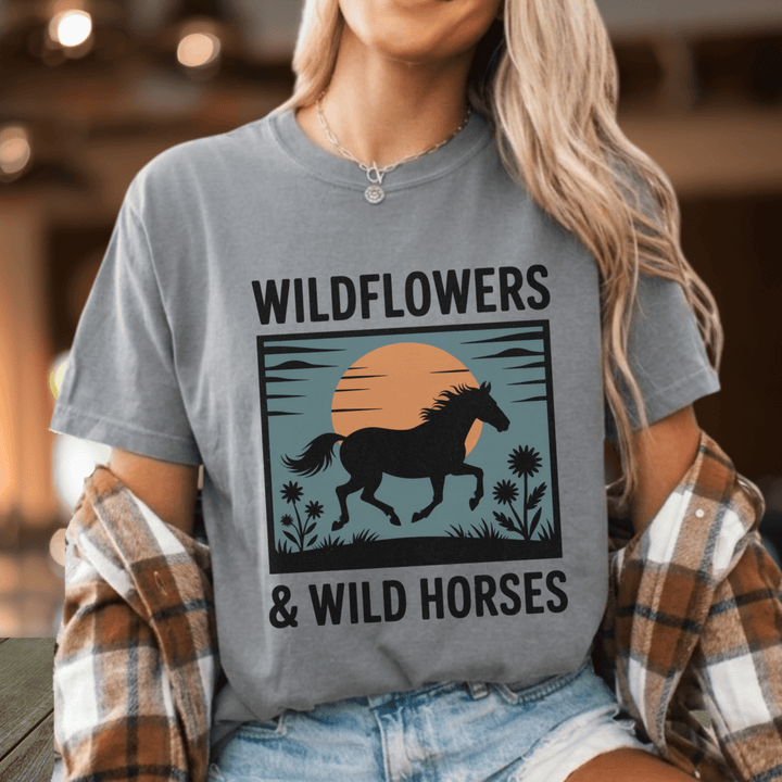 Wildflowers & Wild Horses Country Fan Shirt - Sunlit Funlit | Graphic Tees for Country Concert Addicts