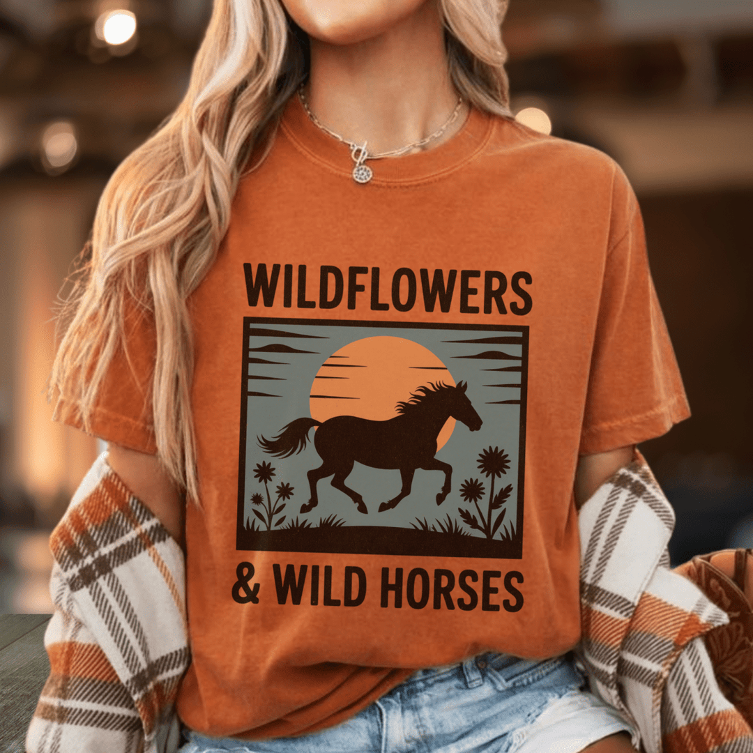 Wildflowers & Wild Horses Country Fan Shirt - Sunlit Funlit | Graphic Tees for Country Concert Addicts