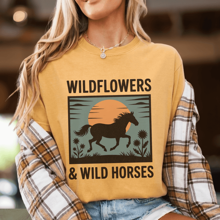 Wildflowers & Wild Horses Country Fan Shirt - Sunlit Funlit | Graphic Tees for Country Concert Addicts
