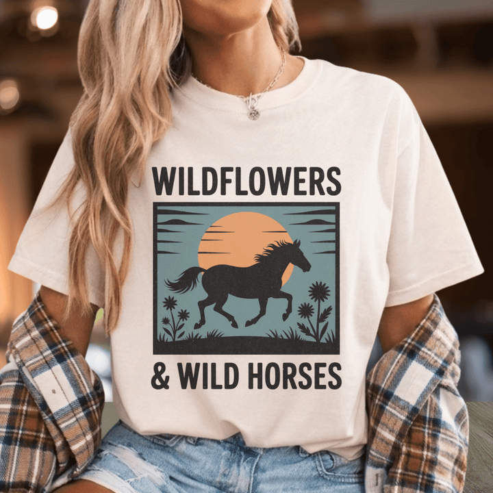 Wildflowers & Wild Horses Country Fan Shirt - Sunlit Funlit | Graphic Tees for Country Concert Addicts