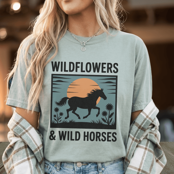 Wildflowers & Wild Horses Country Fan Shirt - Sunlit Funlit | Graphic Tees for Country Concert Addicts