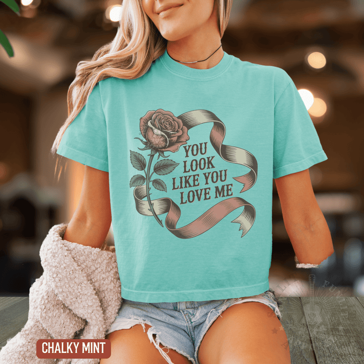 You Look Like You Love Me Boxy Tee | Country Crop Tops - Sunlit Funlit | Graphic Tees for Country Concert Addicts