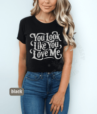 Thumbnail for You Look Like You Love Me Country Crop Top - Sunlit Funlit | Graphic Tees for Country Concert Addicts