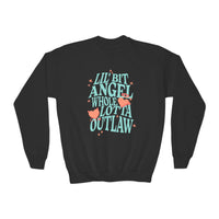 Thumbnail for Youth Angel Outlaw Country Fan Sweatshirt - Sunlit Funlit | Graphic Tees for Country Concert Addicts