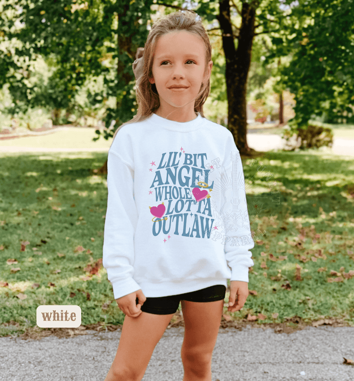 Youth Angel Outlaw Country Fan Sweatshirt - Sunlit Funlit | Graphic Tees for Country Concert Addicts