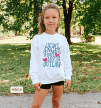 Thumbnail for Youth Angel Outlaw Country Fan Sweatshirt - Sunlit Funlit | Graphic Tees for Country Concert Addicts