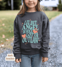 Thumbnail for Youth Angel Outlaw Country Fan Sweatshirt - Sunlit Funlit | Graphic Tees for Country Concert Addicts