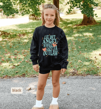 Thumbnail for Youth Angel Outlaw Country Fan Sweatshirt - Sunlit Funlit | Graphic Tees for Country Concert Addicts