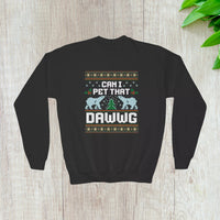 Thumbnail for Youth Can I Pet That Dawg Christmas Sweater - Sunlit Funlit | Graphic Tees for Country Concert Addicts