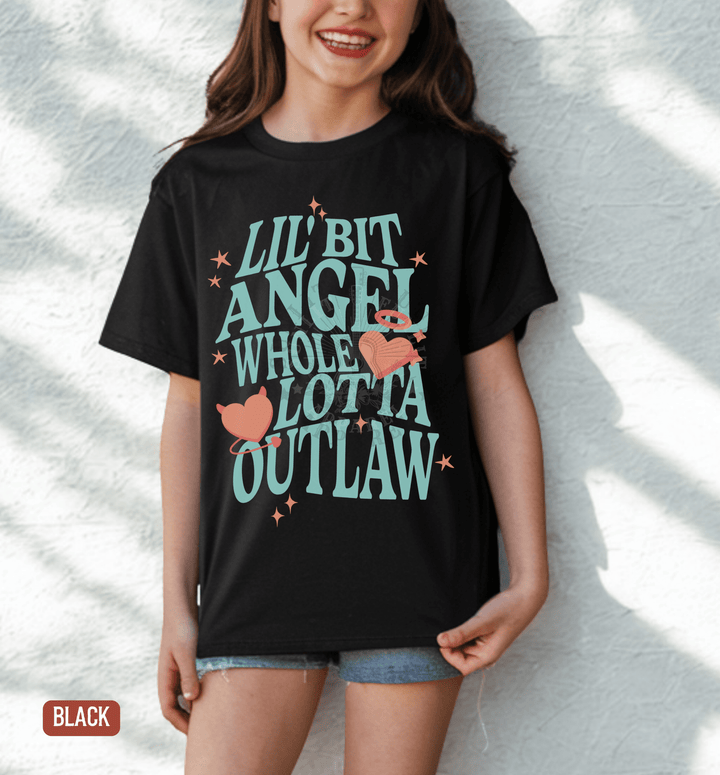 Youth Outlaw Angel Country Concert Tee - Sunlit Funlit | Graphic Tees for Country Concert Addicts
