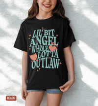 Thumbnail for Youth Outlaw Angel Country Concert Tee - Sunlit Funlit | Graphic Tees for Country Concert Addicts