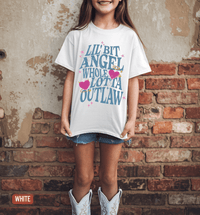 Thumbnail for Youth Outlaw Angel Country Concert Tee - Sunlit Funlit | Graphic Tees for Country Concert Addicts