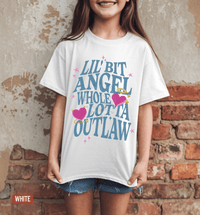 Thumbnail for Youth Outlaw Angel Country Concert Tee - Sunlit Funlit | Graphic Tees for Country Concert Addicts