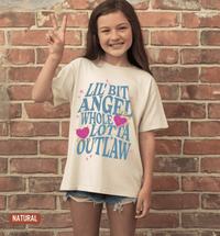 Thumbnail for Youth Outlaw Angel Country Concert Tee - Sunlit Funlit | Graphic Tees for Country Concert Addicts