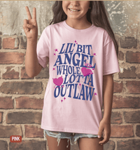 Thumbnail for Youth Outlaw Angel Country Concert Tee - Sunlit Funlit | Graphic Tees for Country Concert Addicts