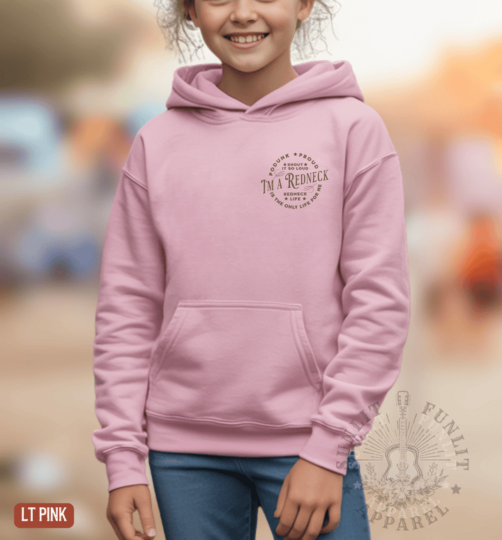 Youth Redneck Life Hardy Concert Hoodie - Sunlit Funlit | Graphic Tees for Country Concert Addicts