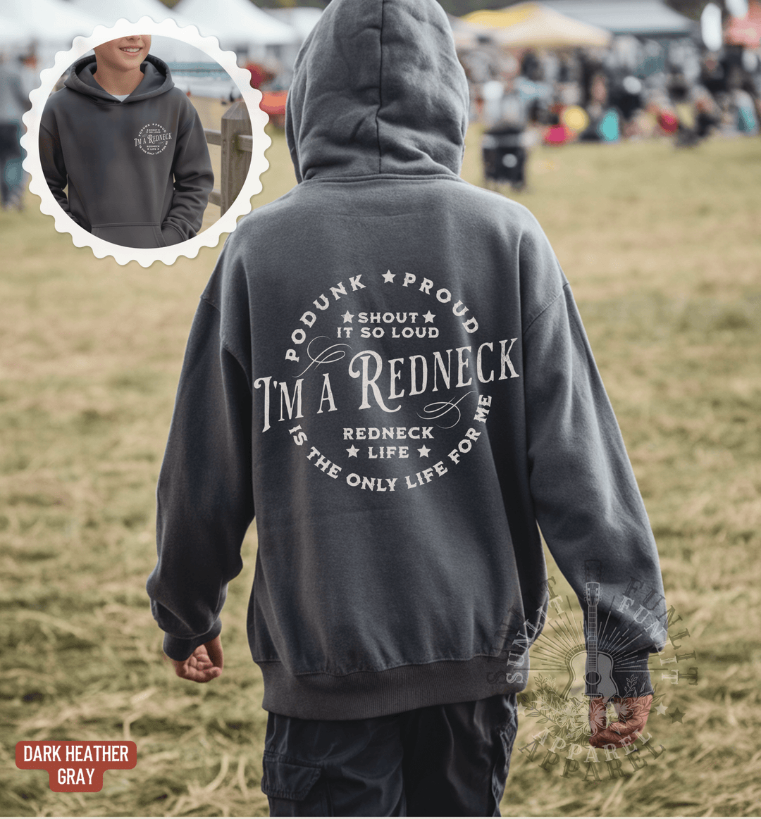 Youth Redneck Life Hardy Concert Hoodie - Sunlit Funlit | Graphic Tees for Country Concert Addicts