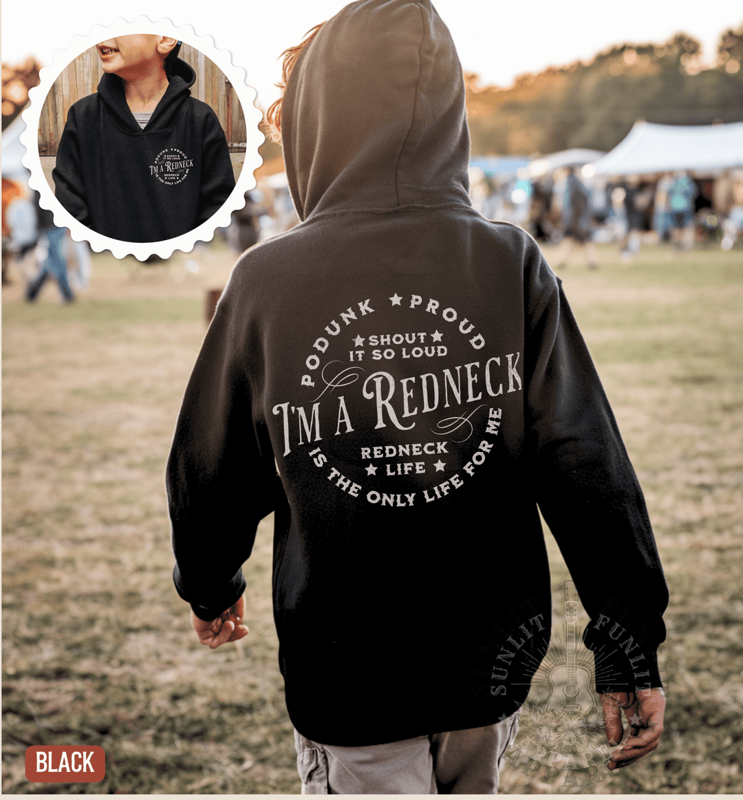 Youth Redneck Life Hardy Concert Hoodie - Sunlit Funlit | Graphic Tees for Country Concert Addicts