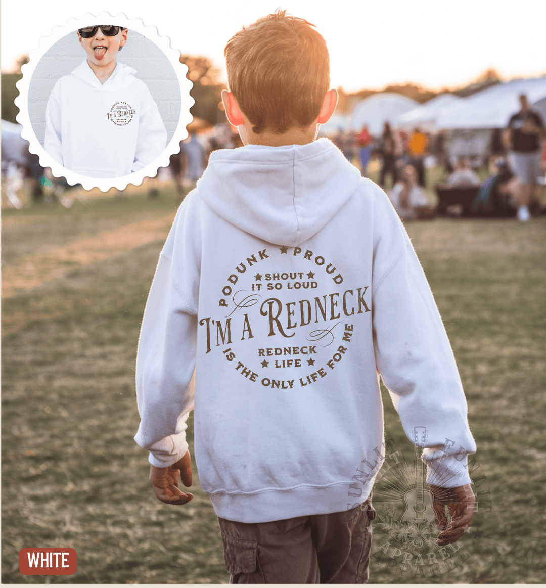 Youth Redneck Life Hardy Concert Hoodie - Sunlit Funlit | Graphic Tees for Country Concert Addicts