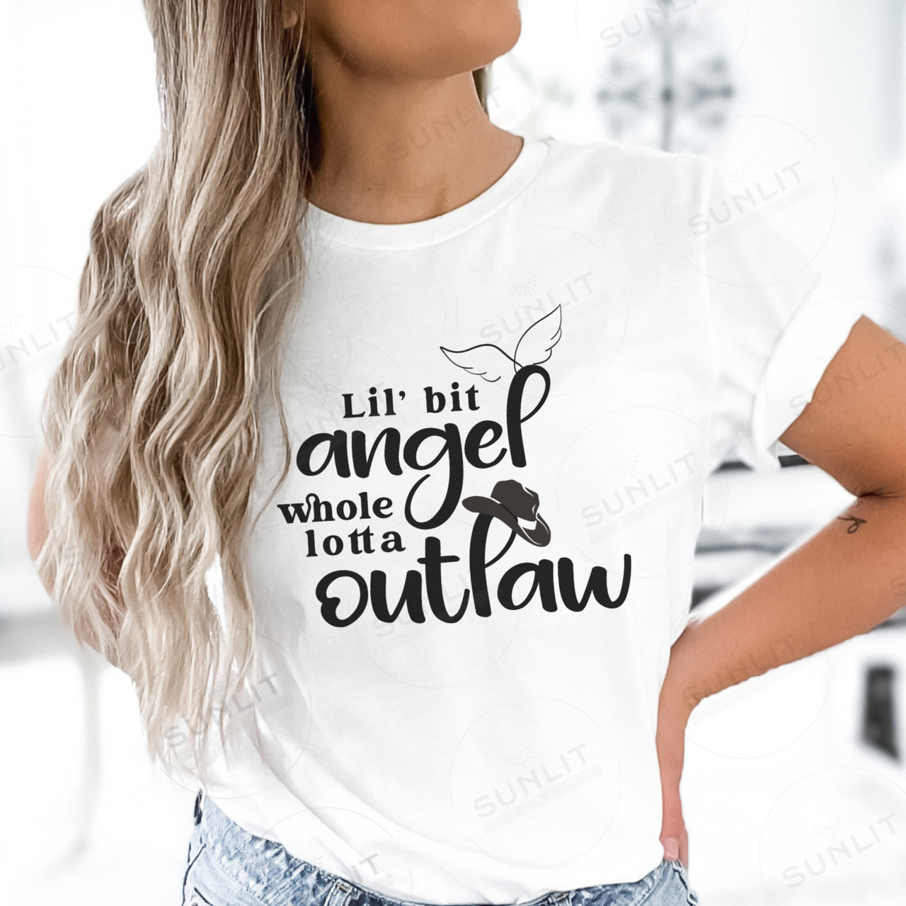 Country Concert Shirt | Lil Bit Angel Whole Lotta Outlaw