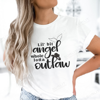 Thumbnail for Country Concert Shirt | Lil Bit Angel Whole Lotta Outlaw