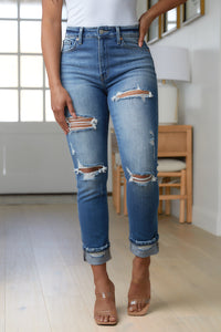 Thumbnail for Belinda High Rise Distressed Straight Jeans