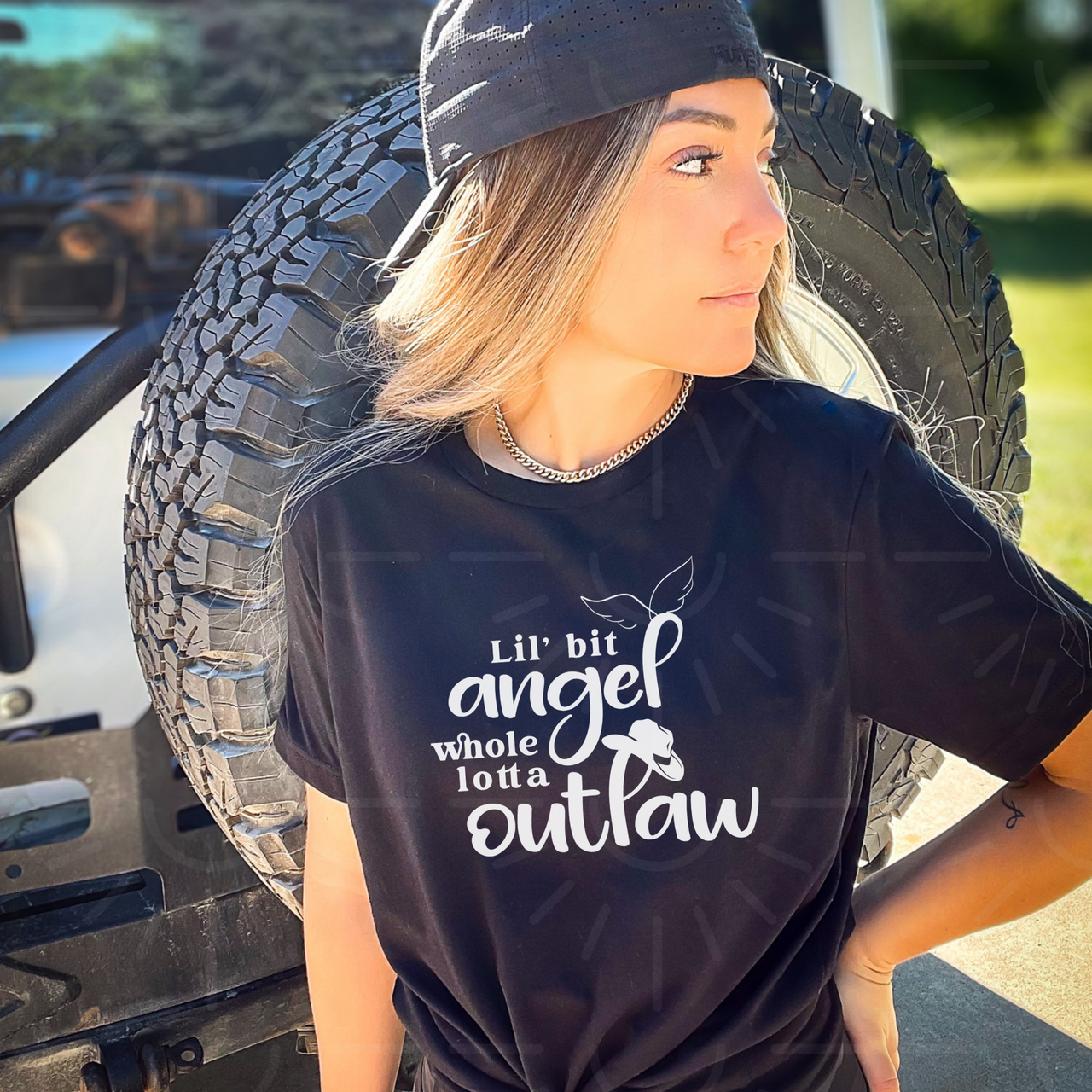 Country Concert Shirt | Lil Bit Angel Whole Lotta Outlaw