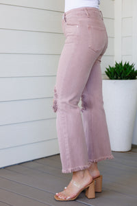 Thumbnail for Babs High Rise Distressed Straight Jeans in Mauve