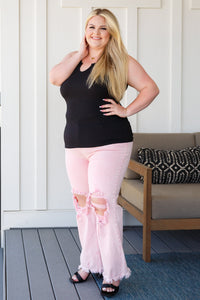 Thumbnail for Babs Distressed Straight Jeans in Pink