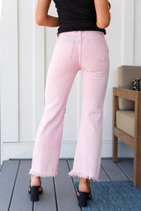 Thumbnail for Babs Distressed Straight Jeans in Pink