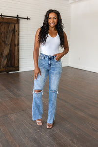 Thumbnail for Carter High Rise Slit Hem Straight Jeans