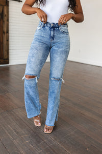 Thumbnail for Carter High Rise Slit Hem Straight Jeans