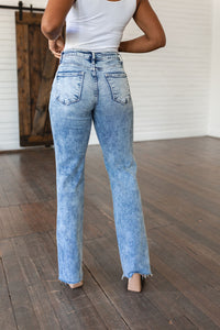 Thumbnail for Carter High Rise Slit Hem Straight Jeans