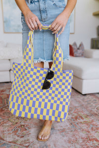 Thumbnail for Checkerboard Lazy Wind Big Bag in Lilac & Yellow