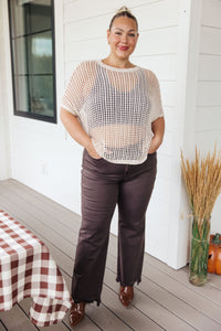 Thumbnail for Coastal Dreams Fishnet Top in Cream