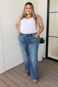 Thumbnail for Esther Mid Rise Contrast Wash Wide Leg Jeans