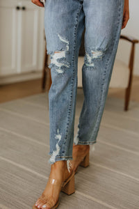 Thumbnail for Josie High Rise Button Fly Boyfriend Jeans